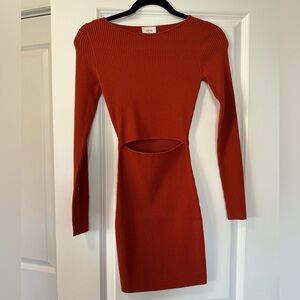 Aritzia Wilfred Terracotta Rust Burnt Orange Long Sleeve Sweater Dress